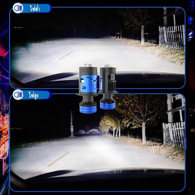 ส่งด่วนจากไทย H4 Projecter Laser A80 ไฟหน้าคุณภาพสูง 100W 18000Lumen แสงสีขาว ผ่าน ตรอ